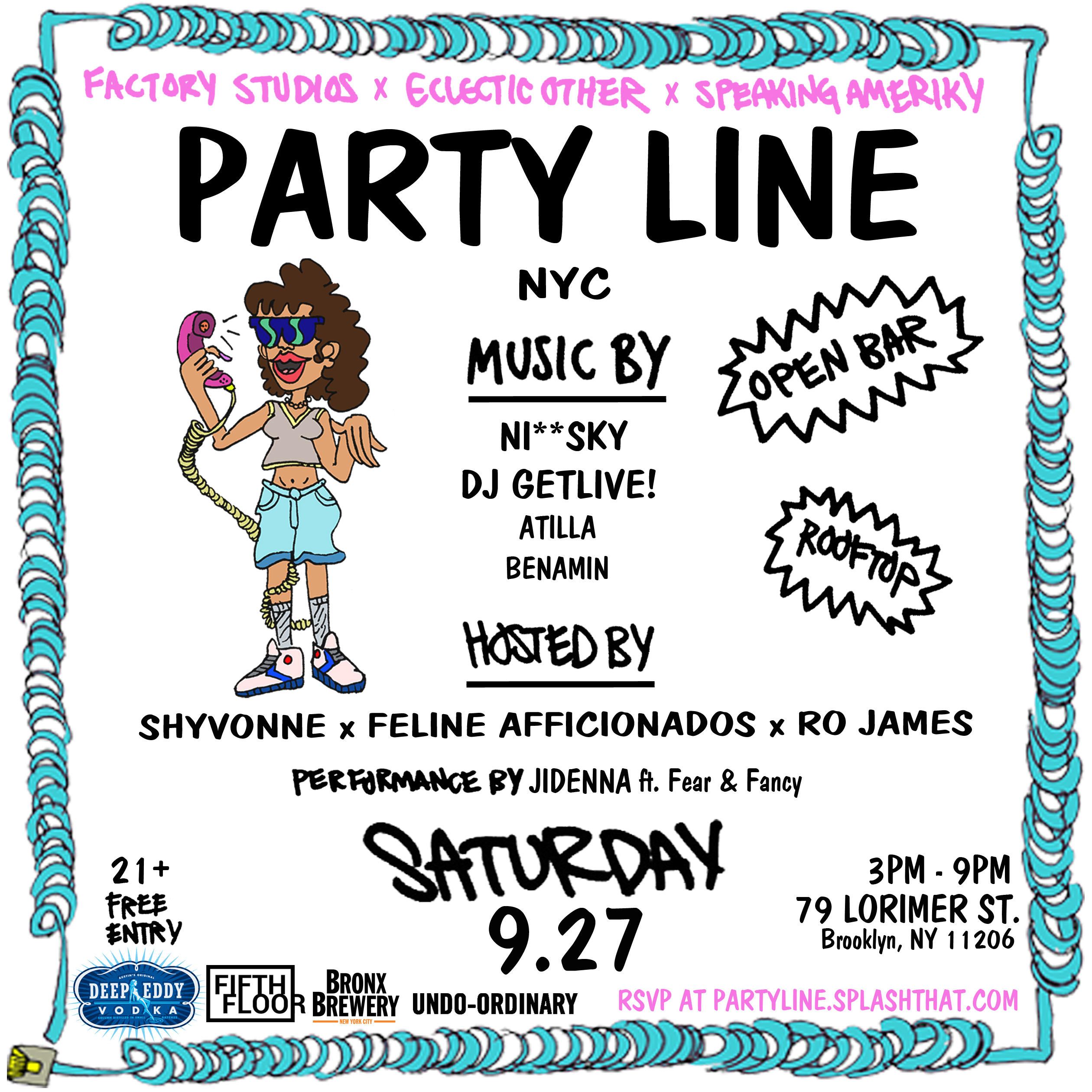 party line nyc splash feline flyer