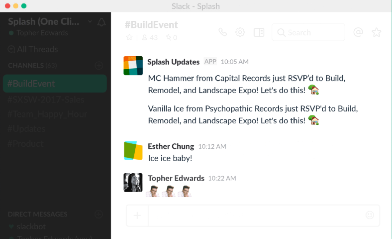 cannes event planning slack integration
