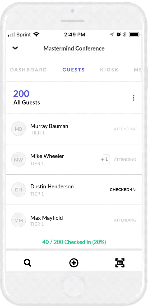retail event data check-in app