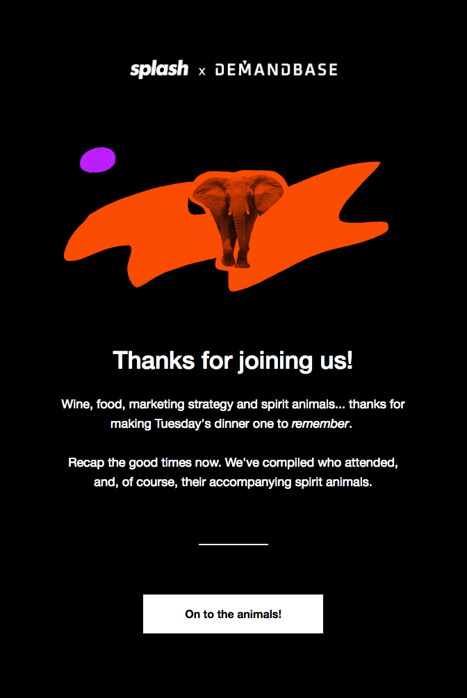 vip dinner strategy thank you email