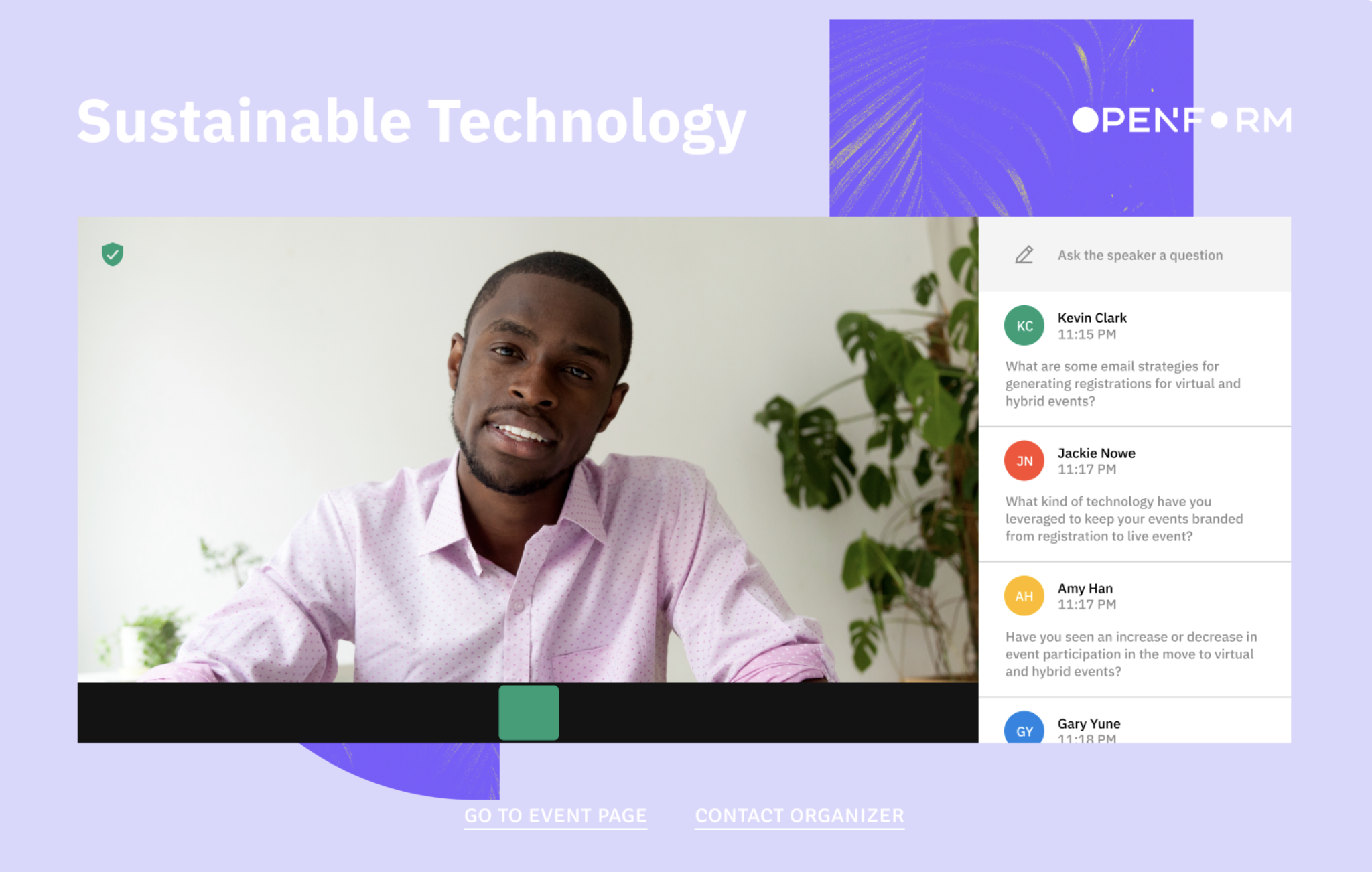 Example of Splash's Virtual Event Page