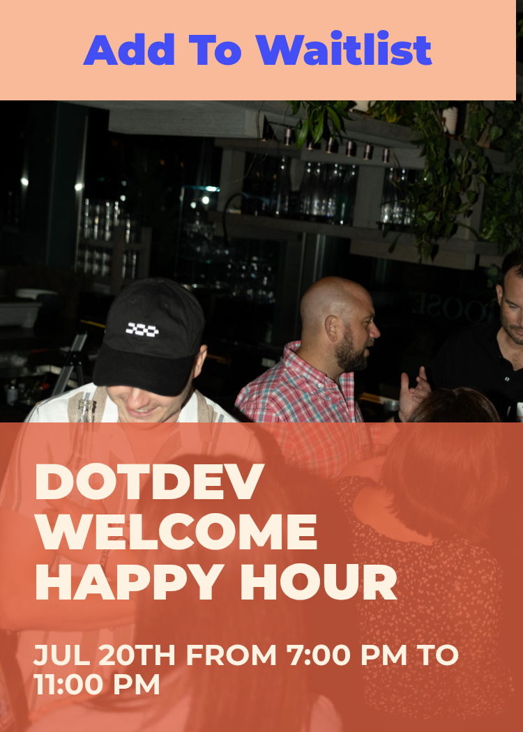 Exclusive Rooftop dotdev Pre-Party event banner